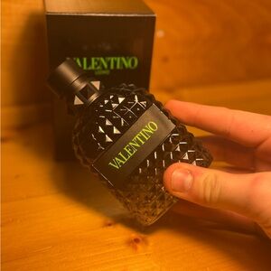 Valentino Studded Black and Neon Green Bottle